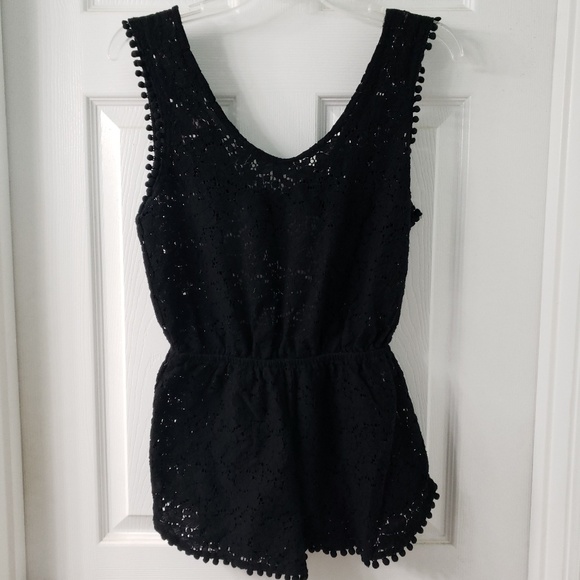 Black Romper Flower Print- See Through - Picture 2 of 5